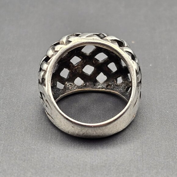 VTG Sterling Silver Woven Dome Ring Size 6 Basket Weave Texture Signed F 5.71g - Picture 4 of 9